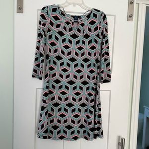 Geometric pattern black work dress size small